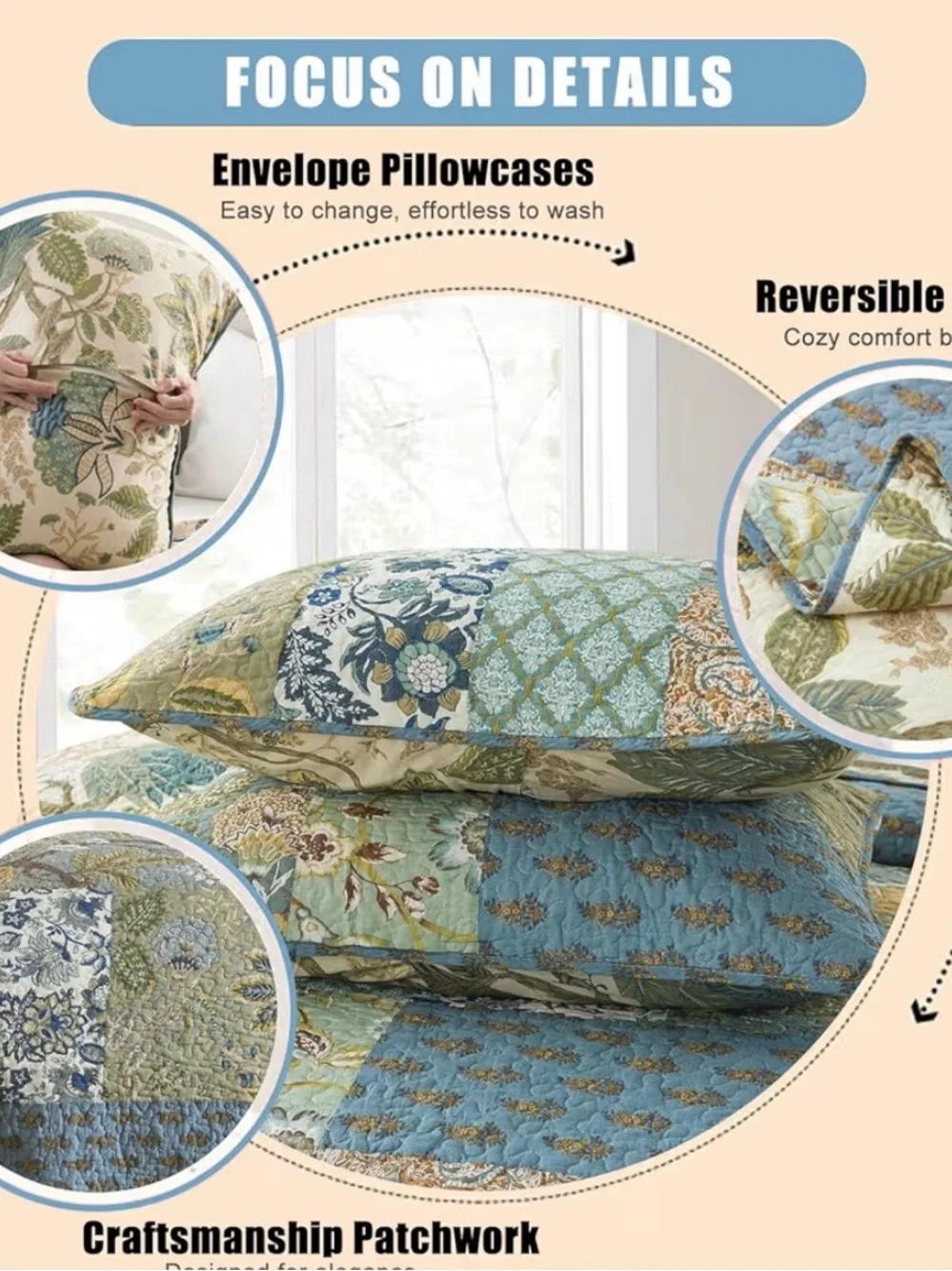 Quilted Patchwork Set in Teal and Sage